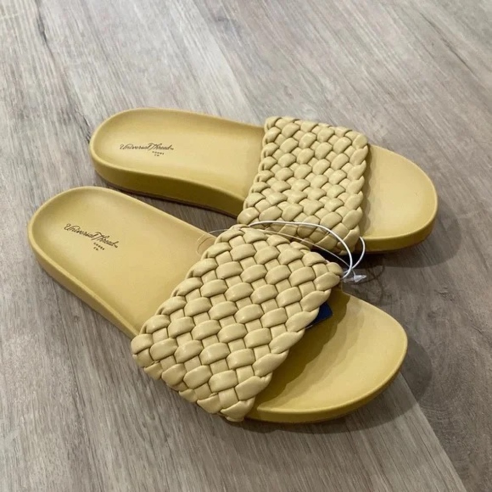 Universal Thread Yellow Braided Slide Sandals - image 1